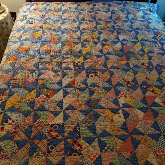 Vintage Pin Wheel Design Quilt - Picture 1 of 7